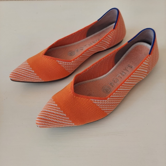Rothy's Shoes - Rothy's The Point Ballet Flats Sz 6.5 Orange Sherbet Striped